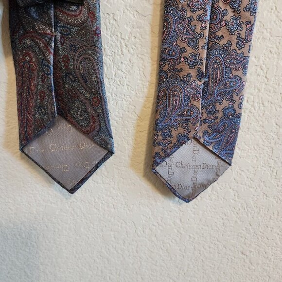 SET OF 2 Christian Dior Monsieur Floral Paisley Silky Career Businss Formal Ties - Picture 4 of 6